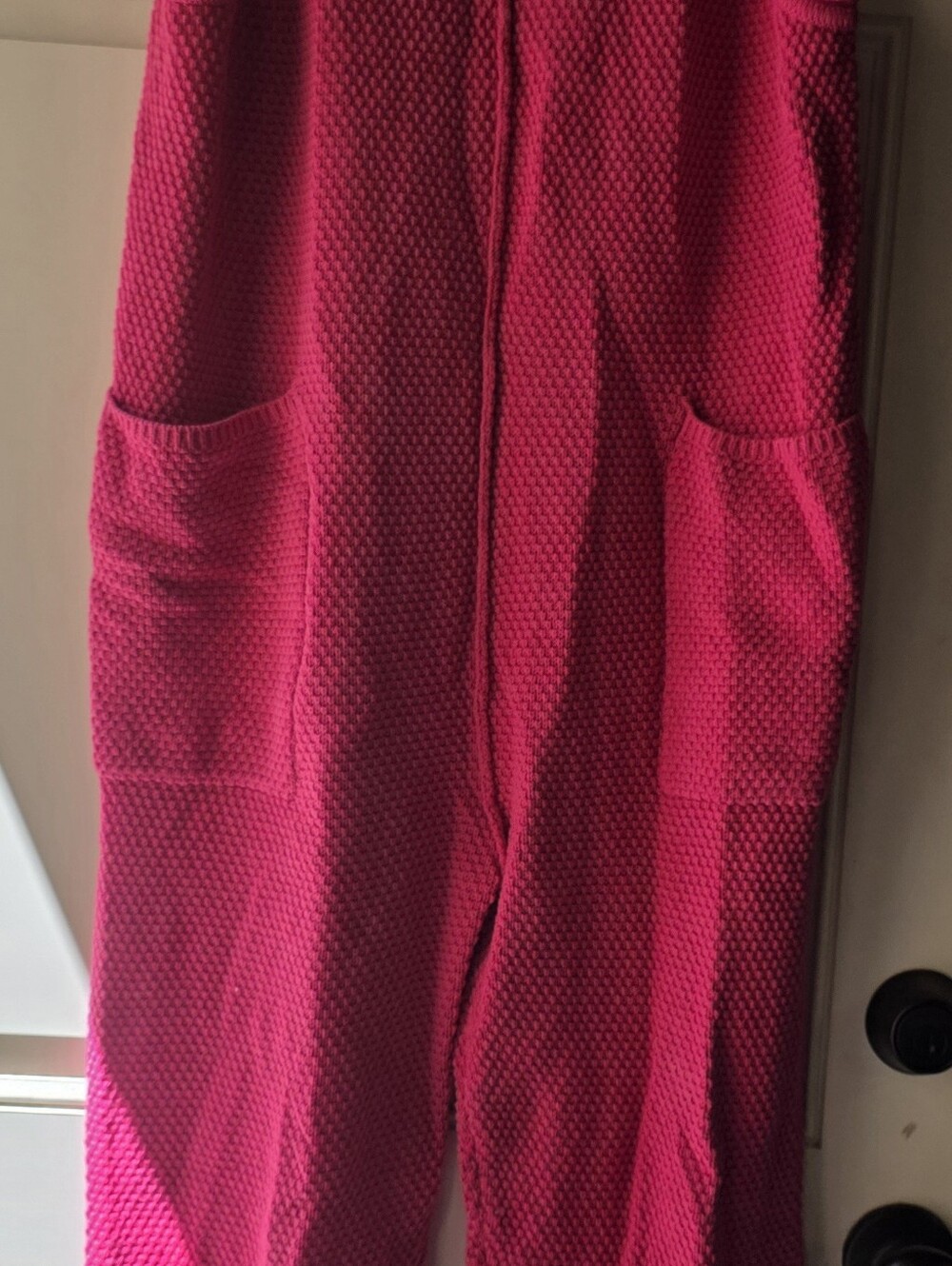 Free People Cropped Knit Pants in Bright Fuchsia Pink